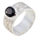 Joaquina Art Deco Black Solitaire Ring in Sterling Silver